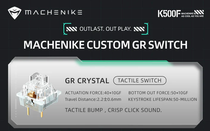 Teclado Mecânico Gamer Machenike K500F-B81 - Crystal - Switch GR Crystal Tactil - 81 Teclas (75% Compacto)- Hot-Swap - RGB - Wired (USB-C) (Imagem 4)